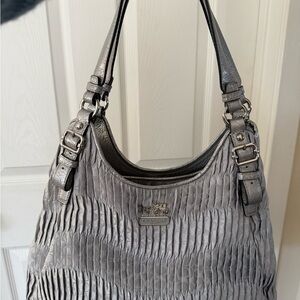 Coach Silver Shoulder Bag with Purple Lining